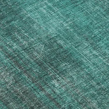 9' X 12' Teal And Ivory Striped Washable Area Rug With UV Protection