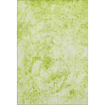 9' X 12' Fern Green And Ivory Abstract Washable Area Rug With UV Protection