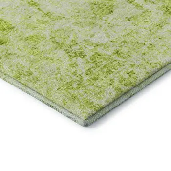 9' X 12' Fern Green And Ivory Abstract Washable Area Rug With UV Protection