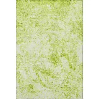 9' X 12' Fern Green And Ivory Abstract Washable Area Rug With UV Protection