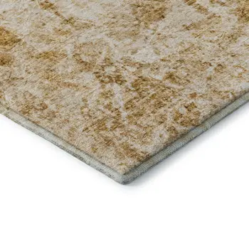 10' X 14' Beige And Ivory Abstract Washable Area Rug With UV Protection