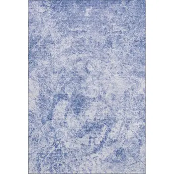 5' X 8' Blue And Ivory Abstract Washable Area Rug With UV Protection