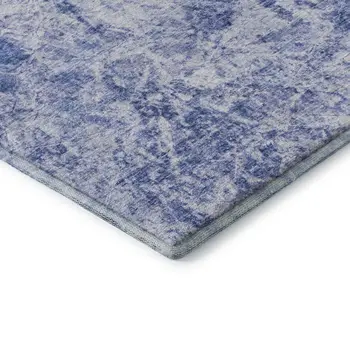5' X 8' Blue And Ivory Abstract Washable Area Rug With UV Protection