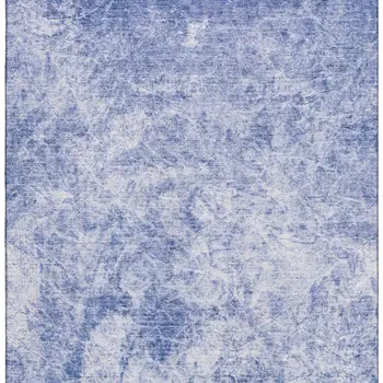5' X 8' Blue And Ivory Abstract Washable Area Rug With UV Protection