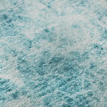 10' X 14' Teal And Ivory Abstract Washable Area Rug With UV Protection