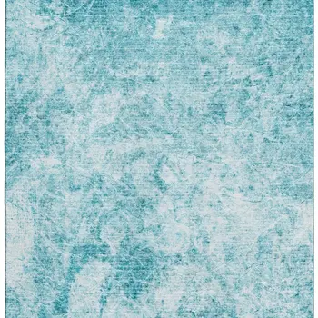 10' X 14' Teal And Ivory Abstract Washable Area Rug With UV Protection