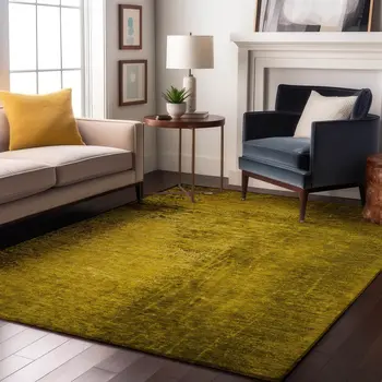 9' X 12' Gold And Gray Abstract Washable Area Rug With UV Protection