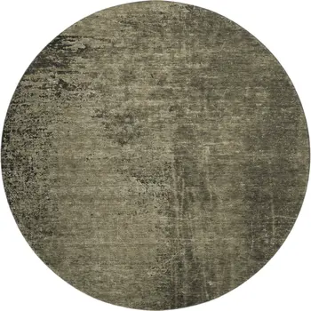 8' Gray And Silver Abstract Washable Round Rug With UV Protection