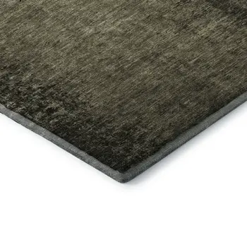8' Gray And Silver Abstract Washable Round Rug With UV Protection