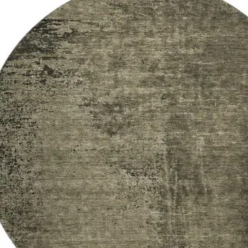 8' Gray And Silver Abstract Washable Round Rug With UV Protection