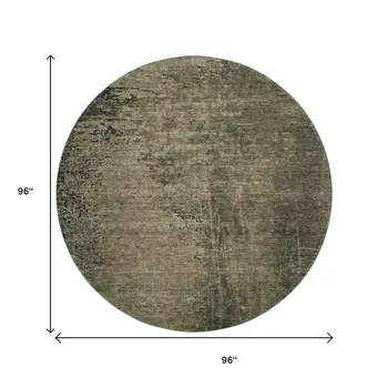 8' Gray And Silver Abstract Washable Round Rug With UV Protection