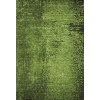 3' X 5' Green And Gray Abstract Washable Area Rug With UV Protection