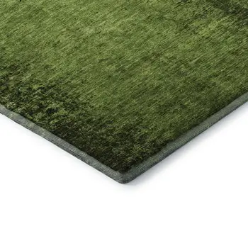 8' Green And Gray Abstract Washable Round Rug With UV Protection