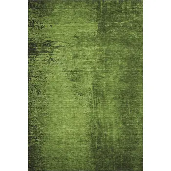 8' X 10' Green And Gray Abstract Washable Area Rug With UV Protection