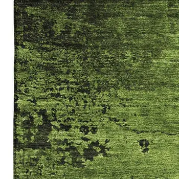 8' X 10' Green And Gray Abstract Washable Area Rug With UV Protection