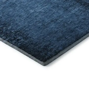 3' X 5' Navy Blue And Gray Abstract Washable Area Rug With UV Protection