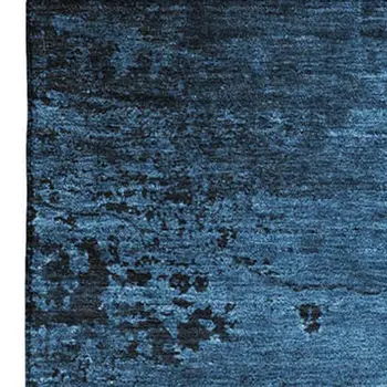 3' X 5' Navy Blue And Gray Abstract Washable Area Rug With UV Protection