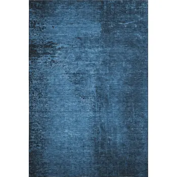 9' X 12' Navy Blue And Gray Abstract Washable Area Rug With UV Protection