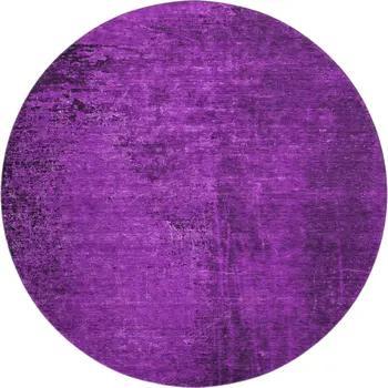 8' Purple And Gray Abstract Washable Round Rug With UV Protection