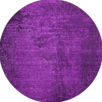 8' Purple And Gray Abstract Washable Round Rug With UV Protection