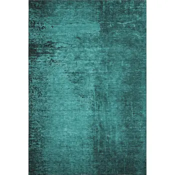 8' X 10' Teal And Gray Abstract Washable Area Rug With UV Protection