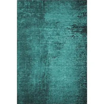 9' X 12' Teal And Gray Abstract Washable Area Rug With UV Protection