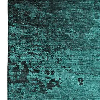 10' X 14' Teal And Gray Abstract Washable Area Rug With UV Protection