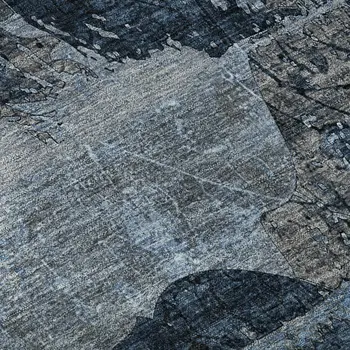 5' X 8' Denim Blue And Gray Abstract Washable Area Rug With UV Protection