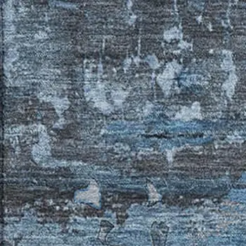 10' X 14' Denim Blue And Gray Abstract Washable Area Rug With UV Protection