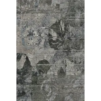 3' X 5' Gray And Taupe Abstract Washable Area Rug With UV Protection