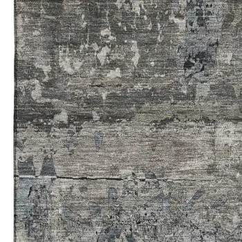 5' X 8' Gray And Taupe Abstract Washable Area Rug With UV Protection