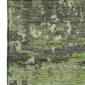 3' X 5' Green And Gray Abstract Washable Area Rug With UV Protection