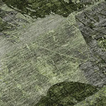 9' X 12' Green And Gray Abstract Washable Area Rug With UV Protection