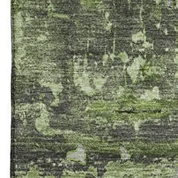 10' X 14' Green And Gray Abstract Washable Area Rug With UV Protection