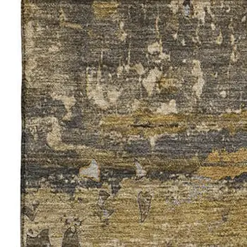 3' X 5' Coffee And Gray Abstract Washable Area Rug With UV Protection