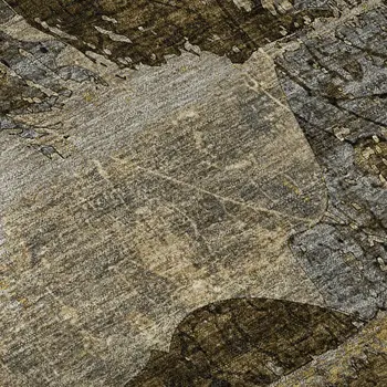 5' X 8' Coffee And Gray Abstract Washable Area Rug With UV Protection