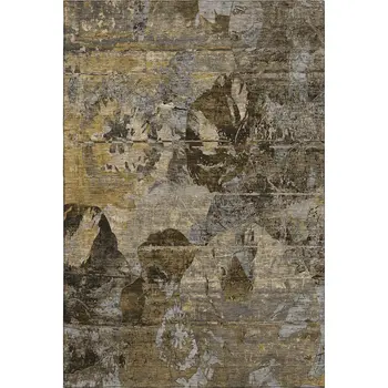 8' X 10' Coffee And Gray Abstract Washable Area Rug With UV Protection