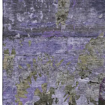 3' X 5' Purple And Gray Abstract Washable Area Rug With UV Protection