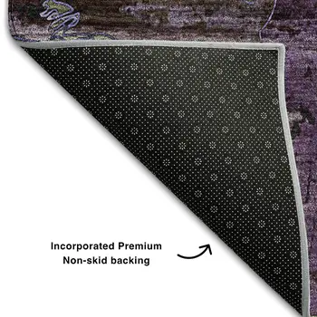 8' X 10' Purple And Gray Abstract Washable Area Rug With UV Protection