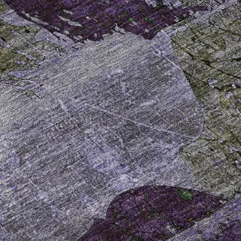 8' X 10' Purple And Gray Abstract Washable Area Rug With UV Protection