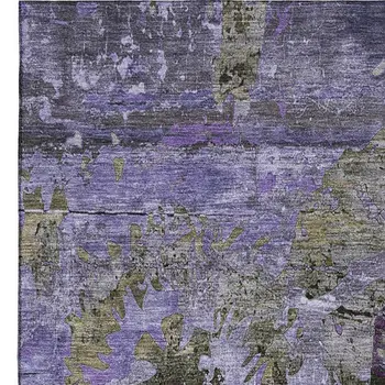 8' X 10' Purple And Gray Abstract Washable Area Rug With UV Protection