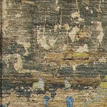 8' X 10' Taupe Green And Blue Abstract Washable Area Rug With UV Protection