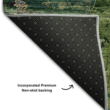 10' X 14' Taupe Green And Blue Abstract Washable Area Rug With UV Protection