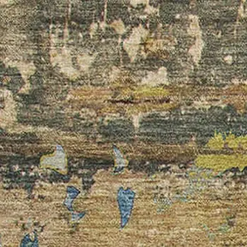 10' X 14' Taupe Green And Blue Abstract Washable Area Rug With UV Protection