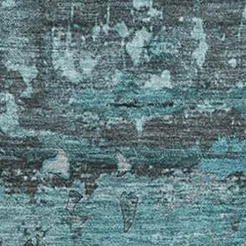 3' X 5' Teal And Gray Abstract Washable Area Rug With UV Protection
