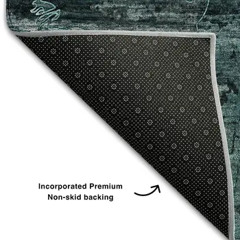 5' X 8' Teal And Gray Abstract Washable Area Rug With UV Protection