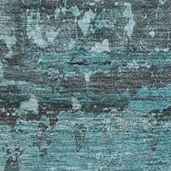 10' X 14' Teal And Gray Abstract Washable Area Rug With UV Protection