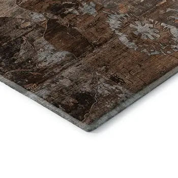9' X 12' Terra Cotta And Gray Abstract Washable Area Rug With UV Protection