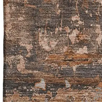 9' X 12' Terra Cotta And Gray Abstract Washable Area Rug With UV Protection