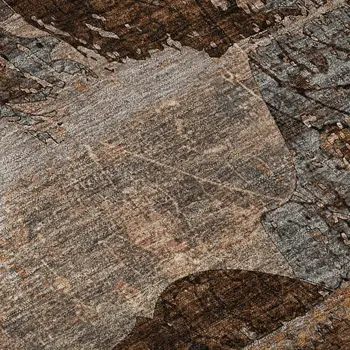 10' X 14' Terra Cotta And Gray Abstract Washable Area Rug With UV Protection